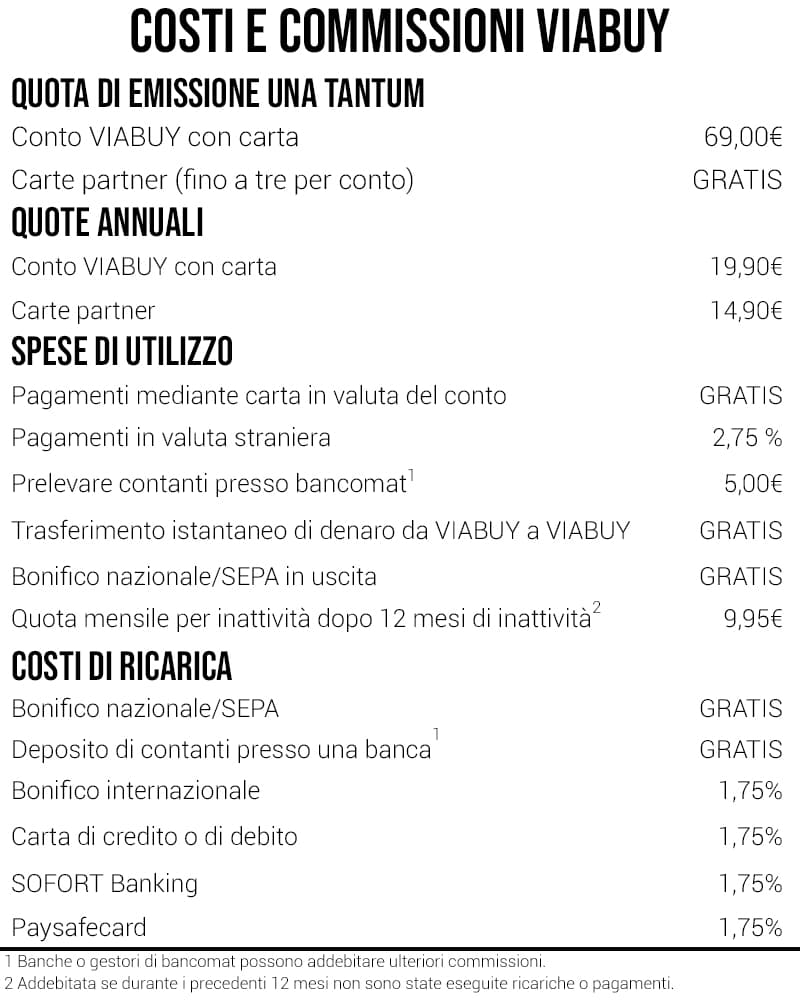 Costi commissioni Viabuy