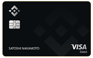 Cart di credito nera Binance Visa intestata a Satoshi Nakamoto