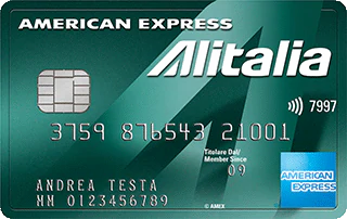 Carta di credito American Express Verde Alitalia di esempio intestata ad Andrea Testa