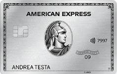 Carta di credito American Express Platino di esempio intestata ad Andrea Testa