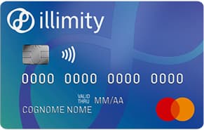 Conto illimity Smart E Conto illimity Plus: Conti Online Economici E Vantaggiosi 4 Carta di credito blu Illimity Bank di esempio con linee blu scuro